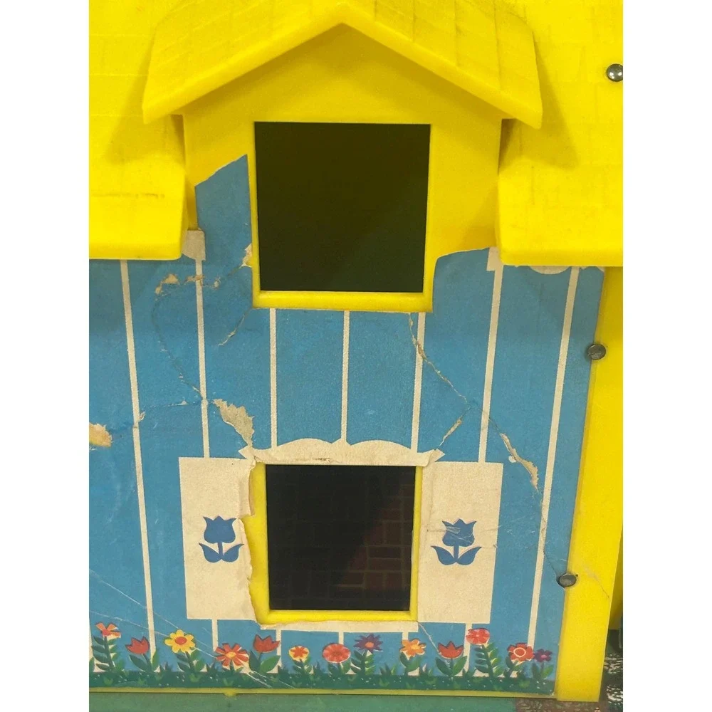 Vintage 1969 Fisher Price Play Family House 952 Blue Yellow Dollhouse Only‎